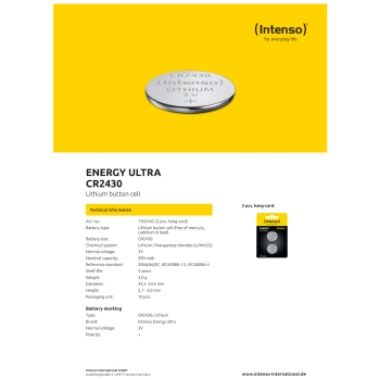 (Intenso) Baterija litijska, CR2430/2, 3 V, dugmasta, blister  2 kom