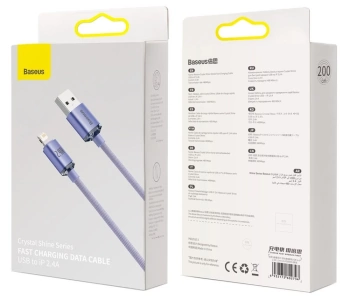 Kabl BASEUS USB A - Lightning 2.4A Crystal Shine 1,2m purple