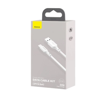 Kabl BASEUS USB A - Type C 2.4A Wisdom 1.5m white (2 Pcs)