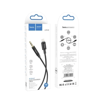 Kabl HOCO AUX Jack 3,5 mm to Lightning UPA19 1m crni