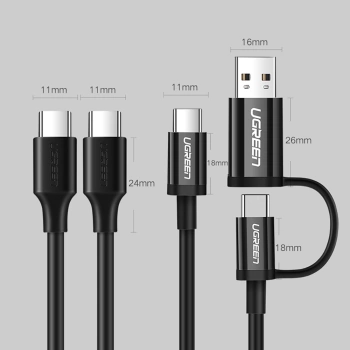 Kabl Ugreen USB-C to USB-C PD QC 3A US286 2m crni