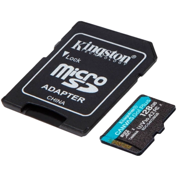 KINGSTON 128GB microSDXC Canvas Go Plus Gen4 200MB/s A2 U3 V30 Card + Adapter