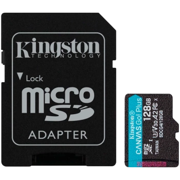 KINGSTON 128GB microSDXC Canvas Go Plus Gen4 200MB/s A2 U3 V30 Card + Adapter