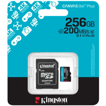 KINGSTON 256GB microSDXC Canvas Go Plus Gen4 200MB/s A2 U3 V30 Card + Adapter