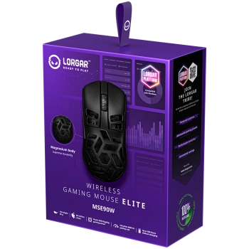 LORGAR MSE90W, Magnesium Alloy Wireless Gaming Mouse Elite, Black