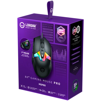 LORGAR MSP80, 8000 Hz Gaming Mouse Pro, Black
