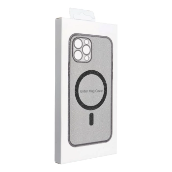 Maska Clear MAG cover MagSafe za iPhone 14 Pro crna glitter