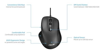 Miš Asus UX300 PRO, žični, crni