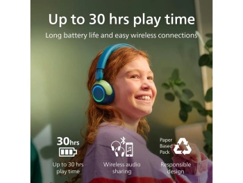 Philips TAK4200 djecije slusBT; LED svjetla; do 45h bateribezicno dijeljenje zvuka; aplikacija