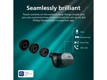 Philips TAT5000BK BT slusaliceDetaljan prirodni zvuk; 6 mikrNoise Canceling Pro; 4oh baterija
