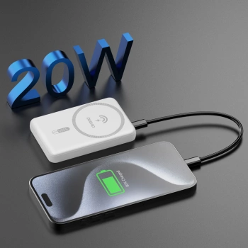 Prenosna baterija Dudao K14S 5000mAh MagSafe wireless powerbank 20W bijeli