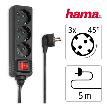 Produžni kabl Hama power strip, 3 utičnice, 5 m