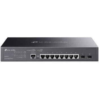 TP-Link SG3210 Omada 8-Port Gigabit L2+ Managed Switch with 2 SFP Slots, 8xGigabit RJ45 ports and 2xGigabit SFP slots, Omada app, Static Routing, VLAN, ACL, QoS, IGMP Snooping, OAM, DDM, ERPS, Zero-Touch Provisioning, Fanless, desktop/rack mounting