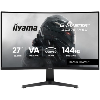 IIYAMA G-Master Gaming Monitor GC2781HSU-B1 27" Curved 1500R, VA, FHD 1920x1080, 144Hz, 1ms MPRT, 350cd/m2, 4000:1, FreeSync, 1xHDMI 1.4, 1xDP 1.2, 2xUSB 2.0, 2x2W Speakers, Black