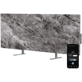 AENO Premium Eco Smart Heater, 700W, Tempered glass, Infrared+convection heating type, LED display, Plug type: Europe (E/F type), Antique Marble, Made in Poland, Limited edition