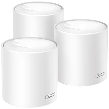 TP-Link Deco X10 (3-pack) AX1500 Whole Home Mesh Wi-Fi 6 System, 300 Mbps at 2.4 GHz + 1201 Mbps at 5 GHz,Internal Antennas, 2× Gigabit Ports (WAN/LAN auto-sensing),Deco App, Router/AP Mode, IPv6, IPTV, Parental Controls, QoS, OFDMA, MU-MIMO, WPA3