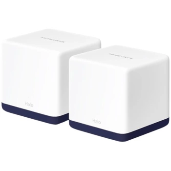 Mercusys Halo H50G (2-Pack) AC1900 Whole Home Mesh Wi-Fi System, 600 Mbps at 2.4 GHz + 1300 Mbps at 5 GHz, 3× Internal Antennas, 3× Gigabit Ports per Unit (WAN/LAN auto-sensing), Halo APP, Router/AP Mode, One Unified Network, MU-MIMO, Beamforming