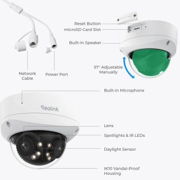 Reolink IP Kamera Duo serija P737 POE, 8MP, 4K, IK10 otporna, 180° pogledom, Noćni vid