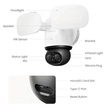 Reolink Ip Kamera TrackFlex Floodlight F850W, 8MP, 4K, 3000 lumena reflektori 30M IR, 6x zoom, Ai