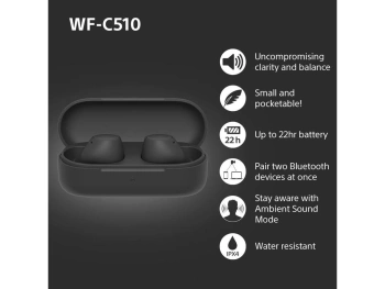 Sony bežične slušalice WF-C51011 sati trajanja baterije,s još 11 sati u kutijici za punjenje;