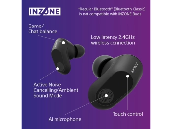 Sony gaming slu BT INZONE budsbežične; 360 Spatial Sound;24h baterija; AI mikrofon; boja crna