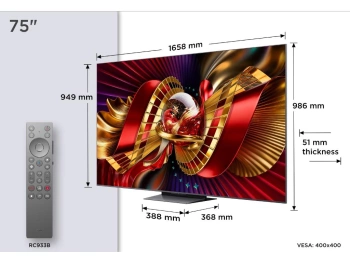 TCL 75"C8L 4K SQD-Mini LED;UHD 144Hz/288Hz FHD Google TV;B&O, 2584 zones, 5500 nits; Zeroborder