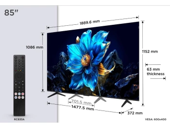 TCL 85"P7K 4K QLED TV 60HzGoogle TV; HDR multi-format;HVA Panel; Game Master; Dolby Atmos;