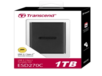 Transcend SSD 1TB PortableESD270C,Type C,USB 3.1,Black