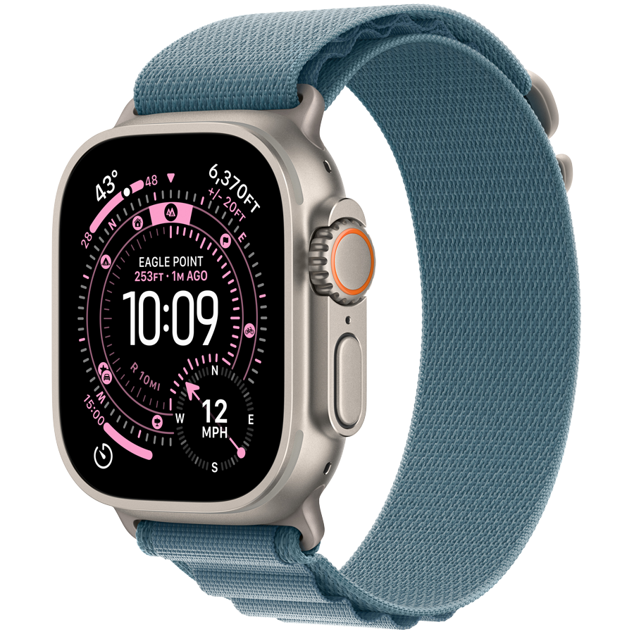 Apple Watch Ultra 3 Cellular 49mm Natural Titanium Case with Light Blue Alpine Loop - Large