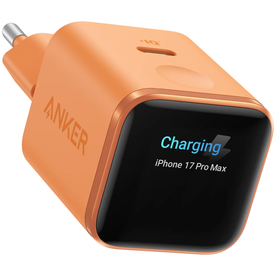 Anker Nano Charger (45W, Smart Display), Smart iPhone Recognition With Care Mode, 45W Max Fast Charging with Smart Power Adjustment, Pocket Size, Powered by GaN