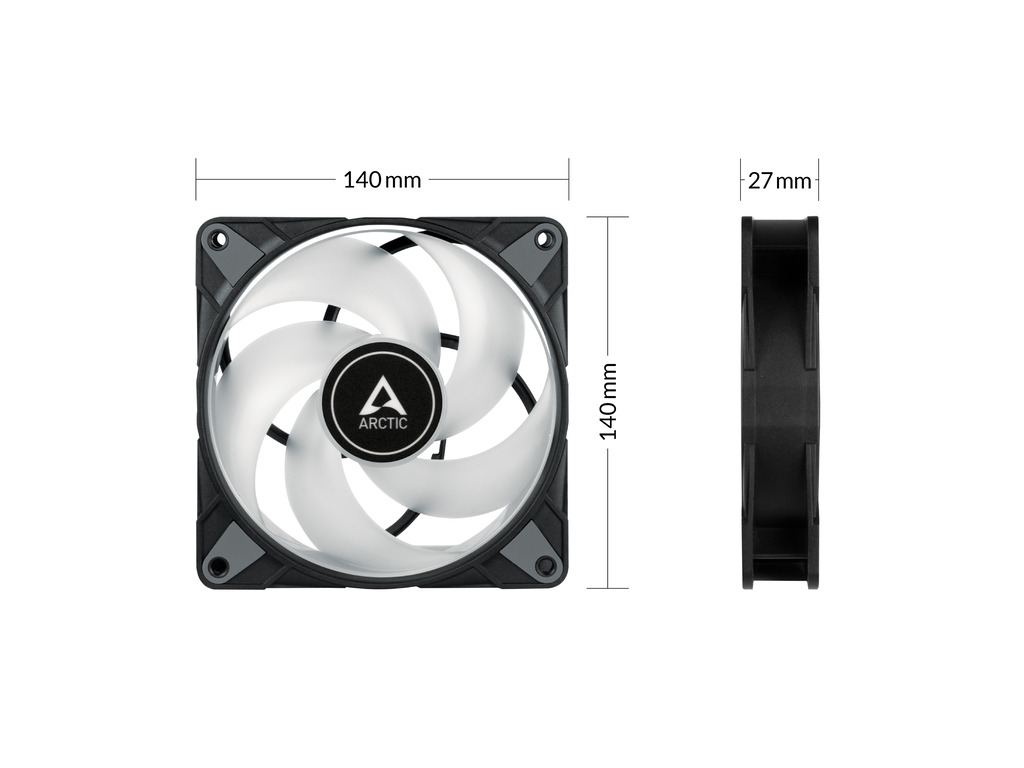 Arctic Fan P14 PWM PST A-RGB black, 3 packpressure-optimised, semi-passive