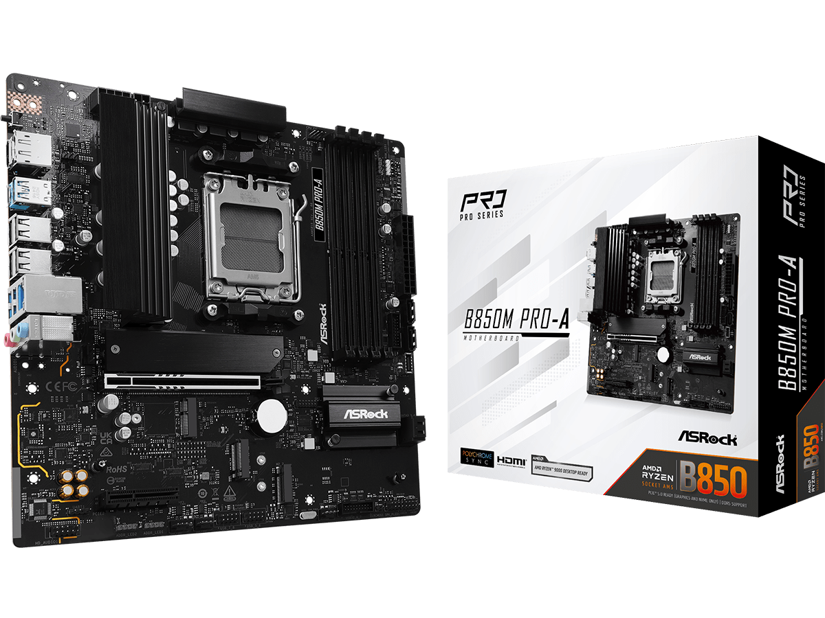 ASROCK MB B850M PRO-A4xDDR5, 3xM.2, 4xSATA, 17xUSBHDMI, DP, RAID, Micro ATX