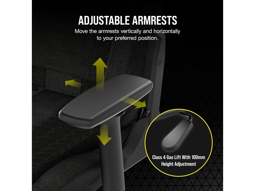 Corsair TC100 Gaming ChairRelaxed, Fabric Black/Grey120kg