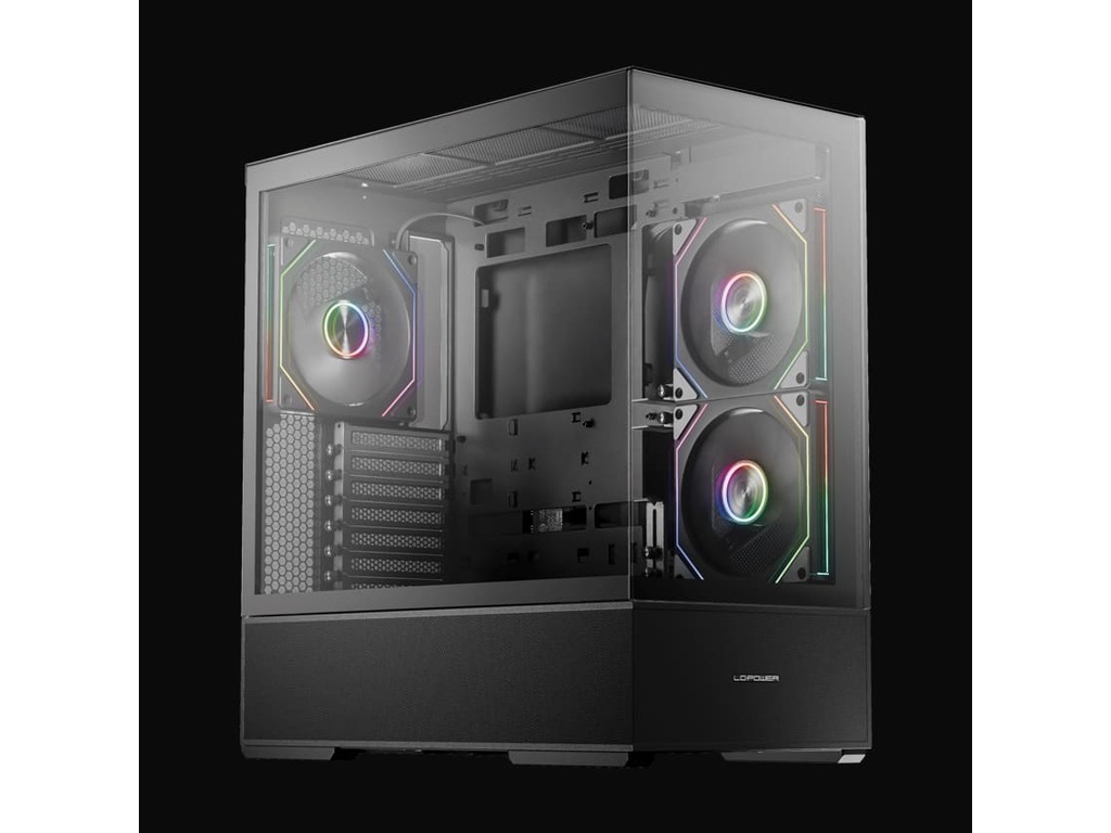 LC-Power Case Gaming 812BOnyx Vision, Midi-Tower, ATX3xARGB fans,GPU: 400mm, CPU Cooler: 190m