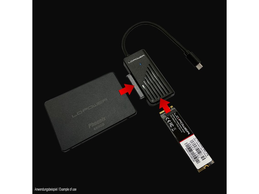 LC-Power Adapter za SATA NVMERaznovrsne opcije povezivanja2.5" ili 3.5" adapter, USB-C
