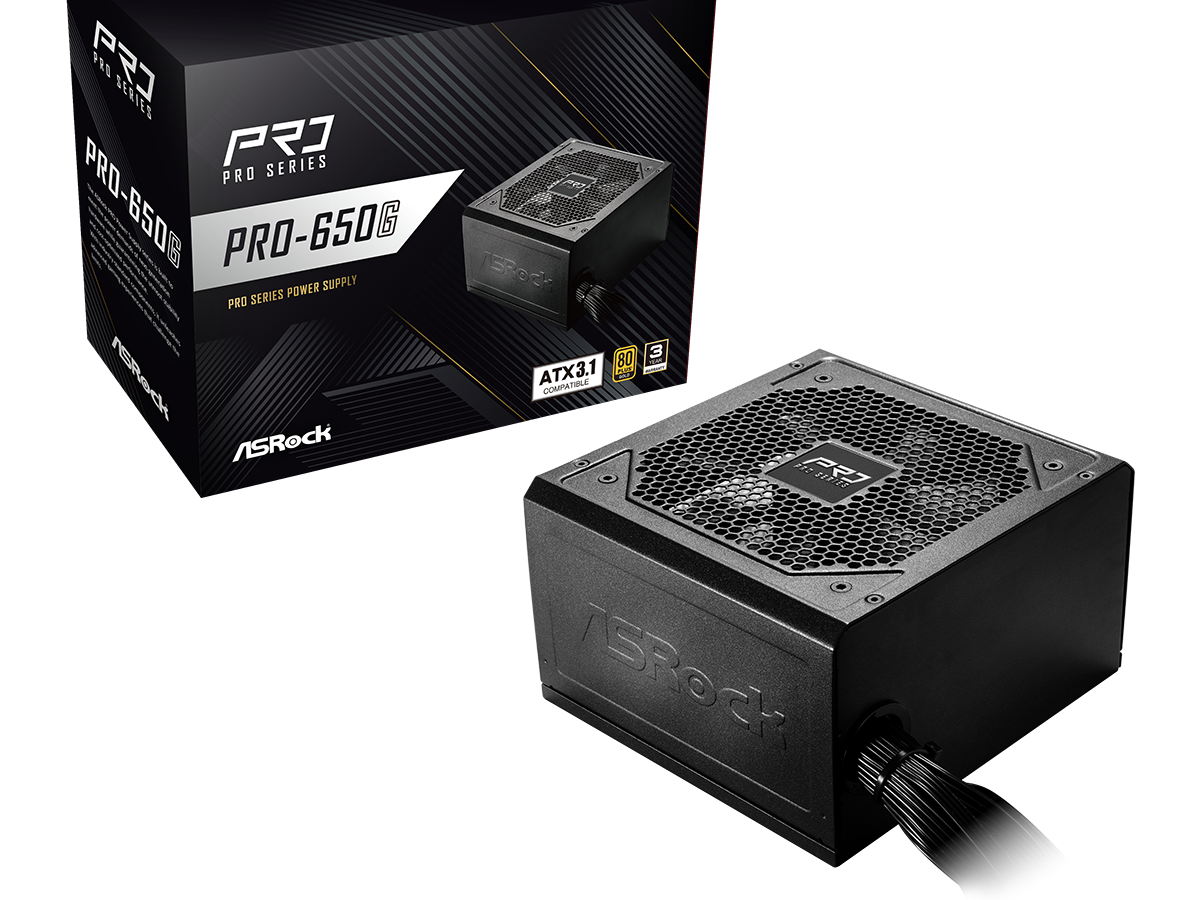 ASRock PSU 650W Gold, Pro80PLUS, 120mm fan, ATX 3.1PCIe 5.1